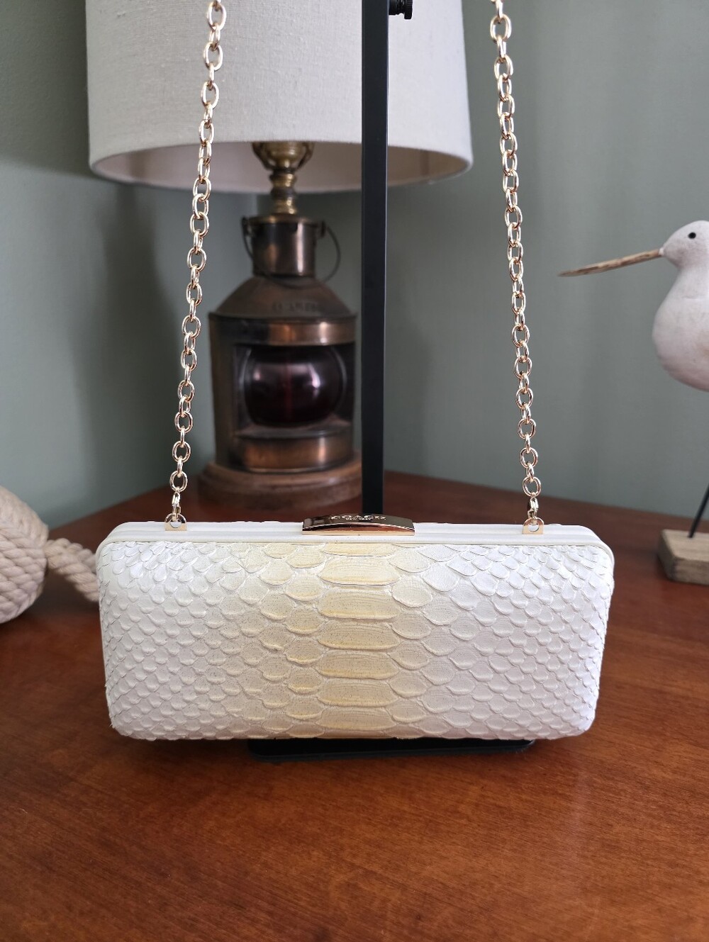 Coach 51550 Madison Pinnacle Minaudiere Ivory Python Embossed Leather Clutch - Picture 16 of 16